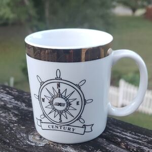 White and Gold Compass Mug
